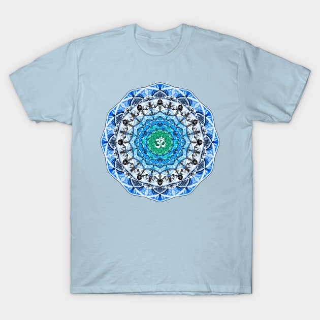 BLUE OM MANDALA T-Shirt by artbysavi